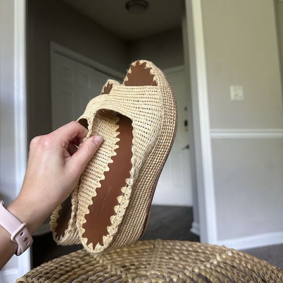 CARRIE FORBES Women's Tan Woven Slip-On Sandals Size 38 Raffia Espadrille US 8 - Picture 7 of 14